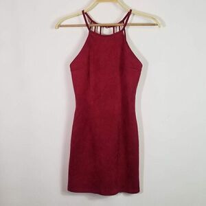 Urban Outfitters Burgundy Halter Suede Mini Dress